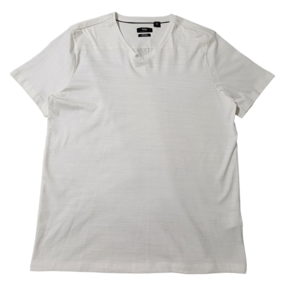 Hugo BOSS Men's Regular Fit V-neck White Short Sleeves Basic T-shirt